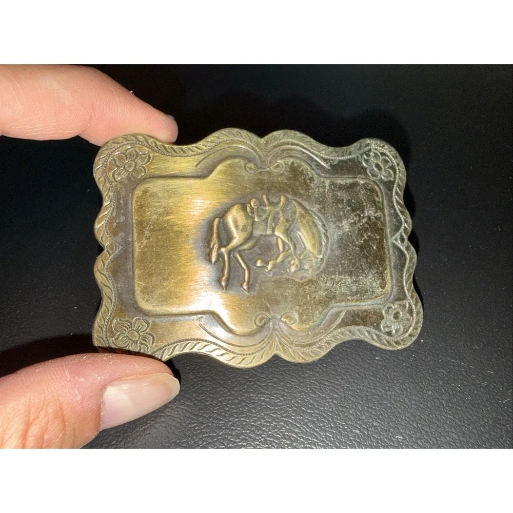 Brass- Bronze Color Tone bucking bronco belt buckle